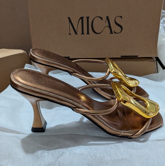 Micas Metallic Square Toe Heels - Picture 5 of 14